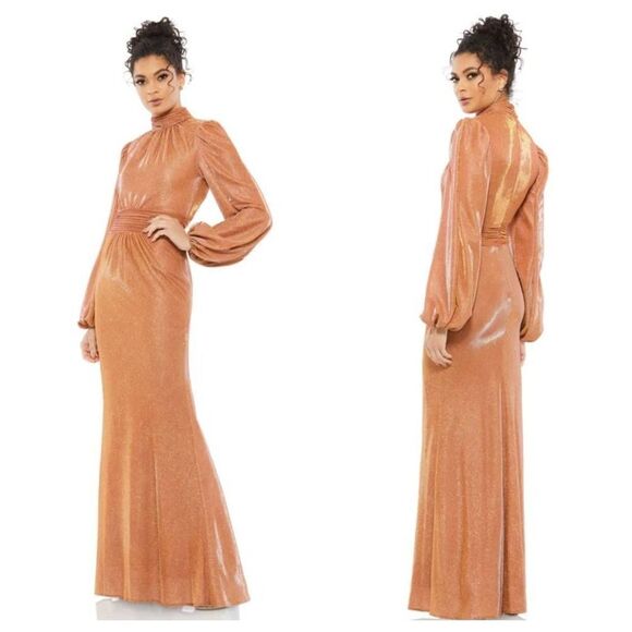Mac Duggal Bishop Sleeve High Neck Dress Sz 12